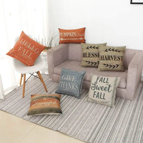 Vista 2 de Trendin - Funda decorativa de 18.0 x 18.0 in, funda cuadrada y acolchada para cojín, con diseño de casa de campo