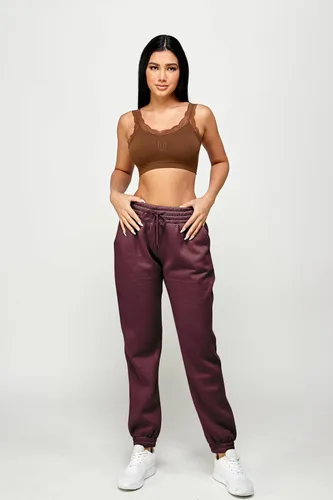 Vista 32 de IUUI Pantalones deportivos de cintura alta para mujer, con bolsillos, de algodón, holgados, atléticos