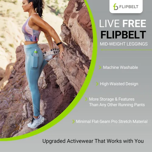 Vista 5 de FlipBelt Leggings de peso medio para mujer con bolsillos