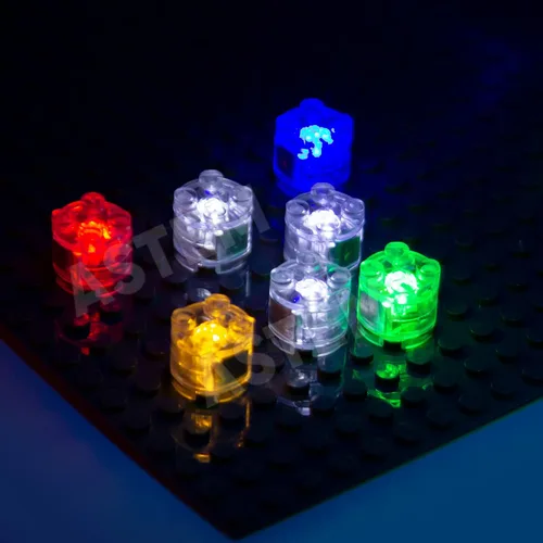 Vista 2 de ASTEM Mix Light-Up-Bricks - Kit de accesorios de ladrillo de luz LED transparente clásico de 2 x 2, 12 piezas de bloques de construcción Mezcla