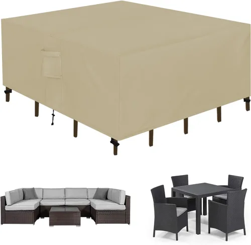 Vista 8 de Easy-Going Funda rectangular para muebles de patio, impermeable, para mesa de comedor y silla, anti-UV, juego de fundas de sofá seccional exterior