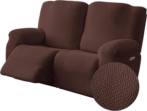 Vista 36 de Genina Funda para Silla Reclinable, Fundas Elásticas para Sillas Reclinables, Fundas para Sofá Reclinable con Rayas Jacquard, Fundas para Sofá