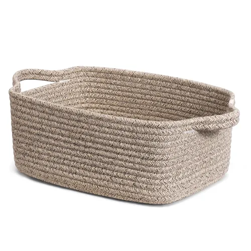 Vista 12 de CHICVITA Cesta de almacenamiento para regalos, bonitas cestas de cuerda de algodón para guardería, pequeña cesta de regalo con asas, cestas tejidas