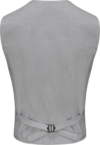Vista 5 de Chaleco formal de negocios para hombre, chaleco ajustado con cuello en V, traje de esmoquin Gris