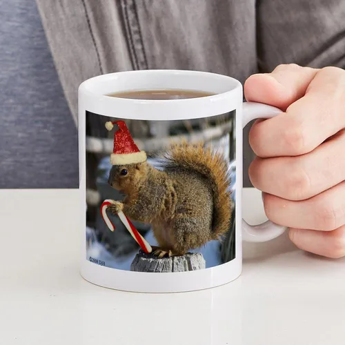 Vista 6 de CafePress Taza navideña de ardilla de 11 oz (11.0 fl oz) taza de café de cerámica