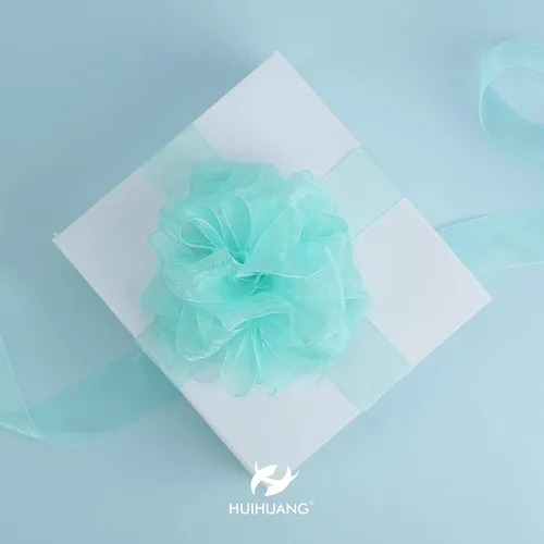 Vista 3 de HUIHUANG Cinta transparente de organza azul aguamarina de 1-1/2 pulgadas, cintas de organza transparente turquesa para envoltura de regalo, ramo