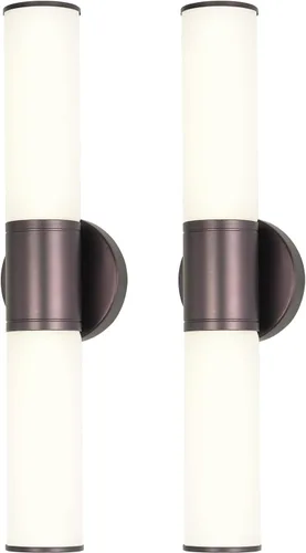 Vista 15 de Lámpara de pared de 2 luces para tocador de baño, aplique de pared de níquel cepillado con vidrio blanco ópalo, lámpara de pared interior E26, luz
