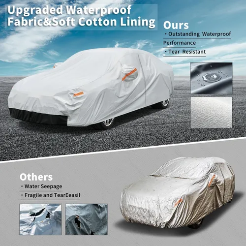 Vista 5 de GUNHYI - Funda de automóvil de 6 capas para Tesla Model 3 (2017-2025), impermeable para todo tipo de clima, protección UV contra la nieve, el sol