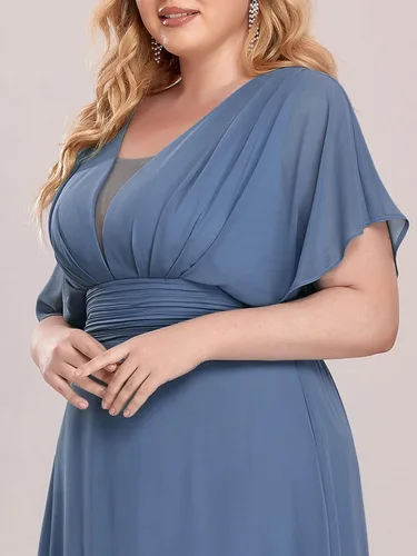 Vista 5 de Alisa Pan 7851-AS - Vestido largo formal de gasa para mujer talla extra grande