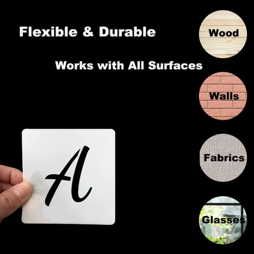 Vista 7 de Plantillas de letras del alfabeto de 1 pulgada para pintar, paquete de 70 plantillas de letras y números con letreros para pintar sobre madera
