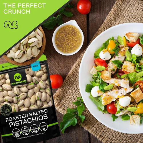 Vista 7 de Nut Cravings - Pistachos de California recién tostados y salados (16 onzas - 1 libra) empaquetados frescos en bolsa resellable - Snack de nueces