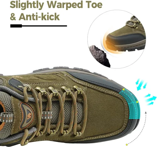 Vista 2 de GOLDEN CAMEL Zapatos de senderismo para hombre, zapatos bajos para exteriores, transpirables, para caminar, con soporte de arco, zapatos de trekking