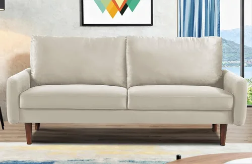 Vista 9 de Container Furniture Direct Kent - Sofá de terciopelo para salas de estar modernas y espacios compactos, cómodo sofá de 3 plazas, muebles de estudio