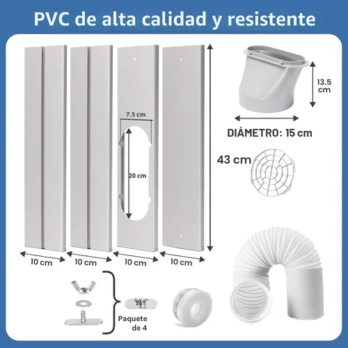 Vista 3 de Kit portátil de ventilación de ventana para aire acondicionado, kit de ventana deslizante ajustable vertical/horizontal para unidad de aire