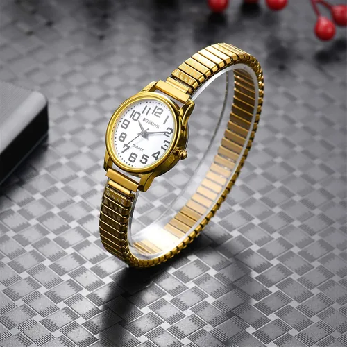 Vista 4 de Avaner Reloj de pulsera con correa elástica, reloj de pulsera para pareja, reloj de banda ultra delgado, reloj de pulsera de cuarzo analógico