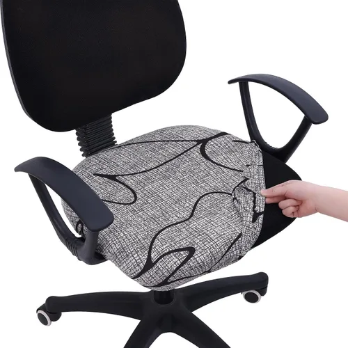 Vista 28 de Smiry Fundas de asiento impresas para silla de computadora de oficina, ajuste elástico, universal para silla giratoria de escritorio, lavables, Beige