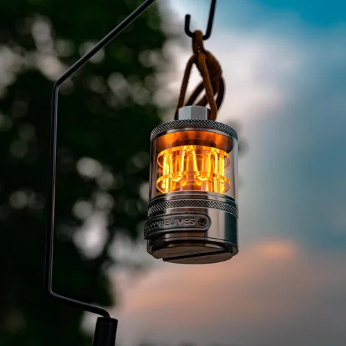 Vista 2 de ZOOOBELIVES - Lámpara de camping vintage de aluminio con luz cálida ajustable, lámpara artesanal de aleación, autonomía de 72H con USB-C