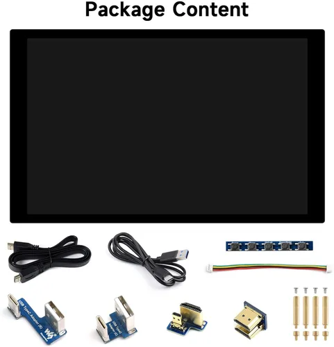 Vista 2 de waveshare Pantalla táctil capacitiva IPS de 10.1 pulgadas, resolución de 1280 × 800, interfaz HDMI, compatible con Raspberry Pi 5/4B/3B/Zero/Zero
