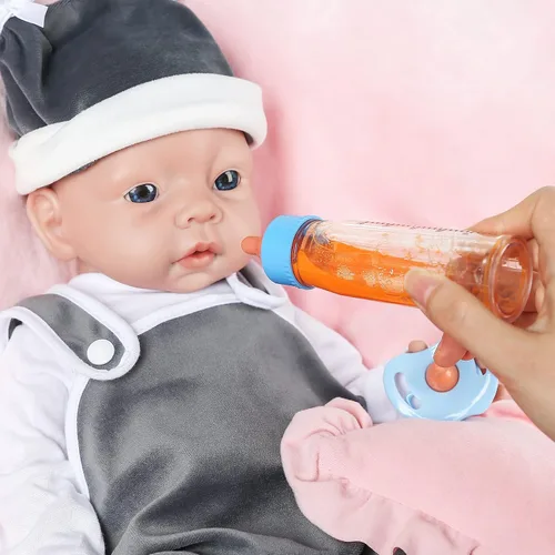 Vista 3 de Vollence Biberones mágicos de muñeca de bebé, muñeca mágica que desaparece leche y jugo, accesorios de muñeca de bebé, juguetes de alimentación