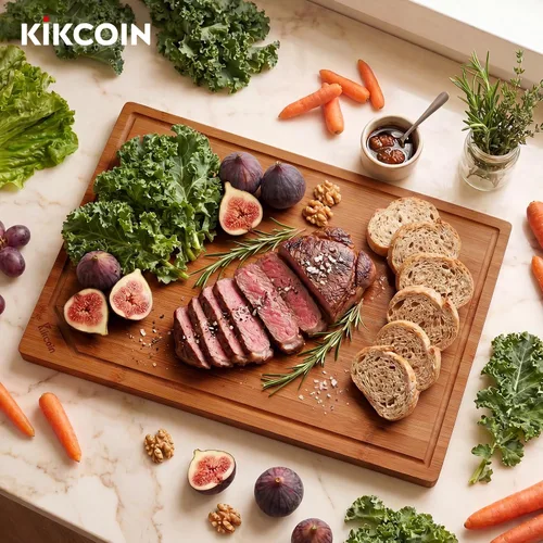 Vista 2 de Kikcoin Tablas de cortar de bambú carbonizado profundo de 17 x 11 pulgadas para cocina, tablas de cortar de madera saludable para cocina, embutidos