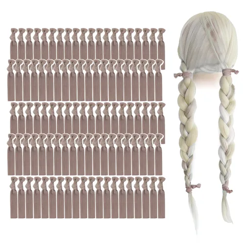 Vista 23 de MEEDEE Paquete de 100 lazos para el cabello, color negro, sin pliegues, nudos suaves para mujeres, sin daño, adecuado para colas de caballo, yoga