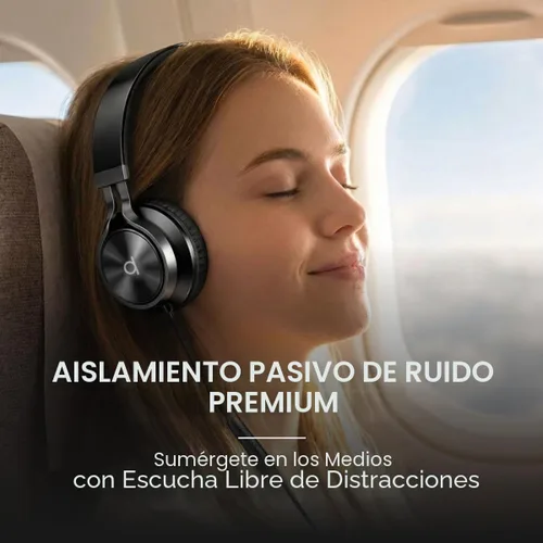 Vista 5 de Artix CL750 audífonos plegables con aislamiento de sonido, supraaurales, con cable, con micrófono y control de volumen, audífonos estéreo
