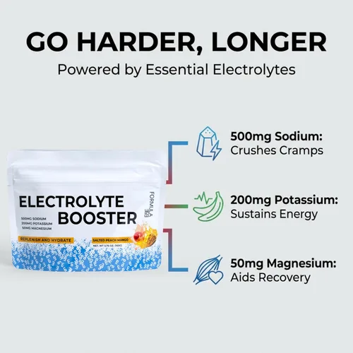 Vista 3 de Potenciador de electrolitos salado melocotón mango 50 porciones para hidratación diaria, ejercicio, deportes de resistencia