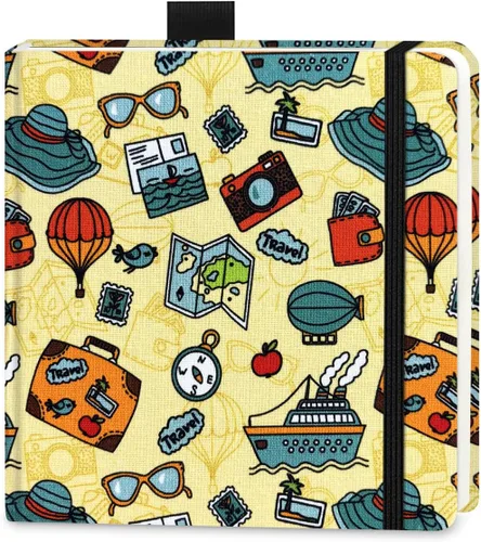 Vista 9 de E-WEICHEN 5x5 Cuadernos de acuarela de tela portátiles hechos a mano con tapa dura de tela cosida para viajes Papel para acuarela de 140LB/300gsm 20