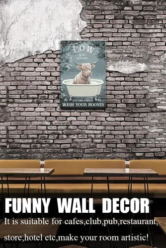 Vista 4 de Zomyto Letrero de metal con texto en inglés «Wash Your Hooves» con texto en inglés «Wash Your Hooves» para decoración de bañera, regalo para amantes