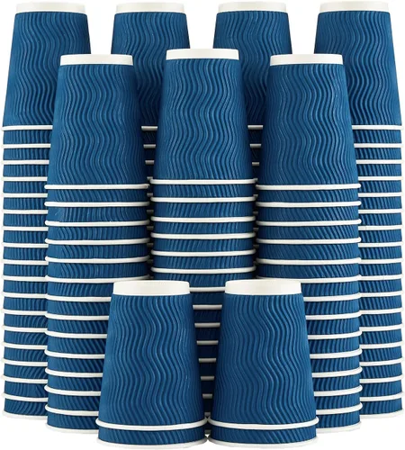 Vista 7 de Lamosi Vasos de café de 10 onzas – Paquete de 120, Vasos de Papel Corrugado Aislante Desechables de 10oz, Vasos de Pared Ondulada Kraft para Bebidas