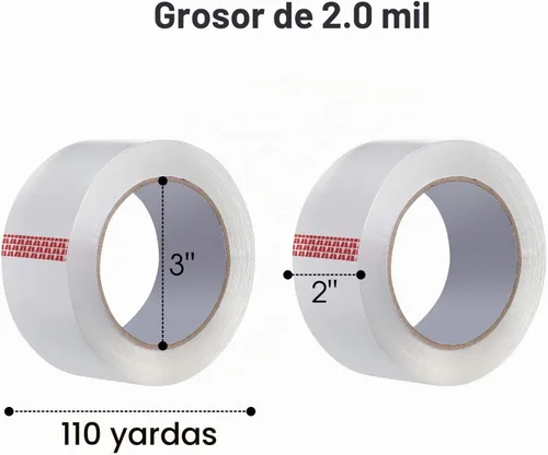 Vista 2 de Cinta de embalaje transparente, 2 pulgadas de ancho, 2.0 mil de grosor, 110 yardas por rollo [paquete de 6 rollos]