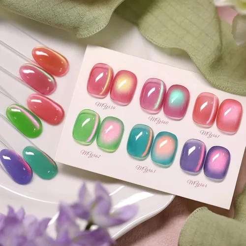 Vista 31 de Born Pretty - Esmalte de uñas de gel magnético 9D con purpurina reflectante, esmalte de gel holográfico de color gato magnético, juego de 7ml, 6