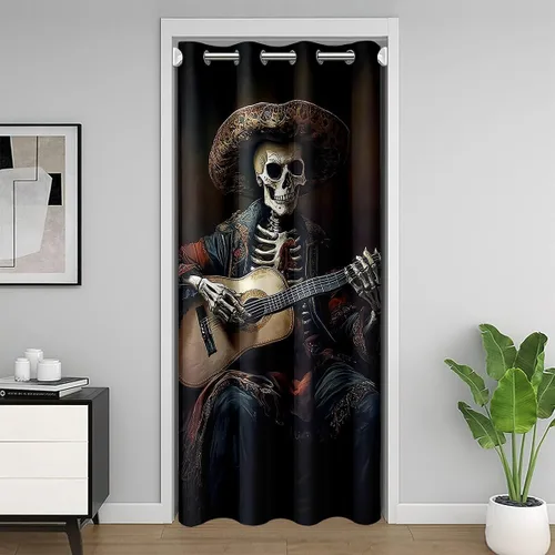 Vista 8 de Castle Fairy Cowboy Boots Door Curtain for Doorways Privacy Bohemia Musical Guitar Doorway Curtain Western Rustic Cowgirl All Season Blackout