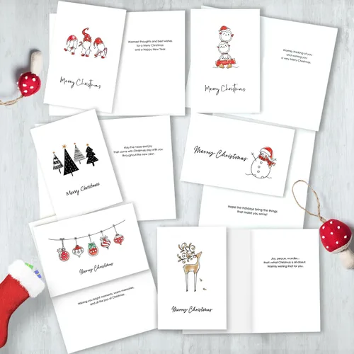 Vista 3 de BGTCARDS Bonitas tarjetas de Navidad, paquete de 24 con sobres