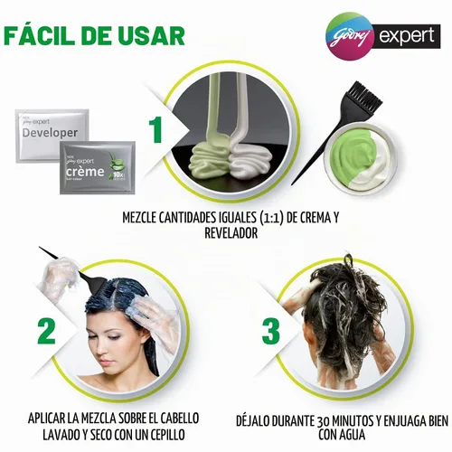 Vista 4 de Godrej Expert Rich Crème - Sombra de color para el cabello, paquete de 4 unidades (NATURAL BLACK)