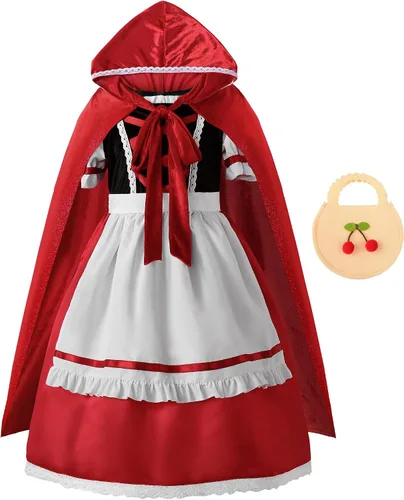 Vista 2 de Disfraz de Halloween para niñas, disfraz de lujo con capa, delantal, bolsa