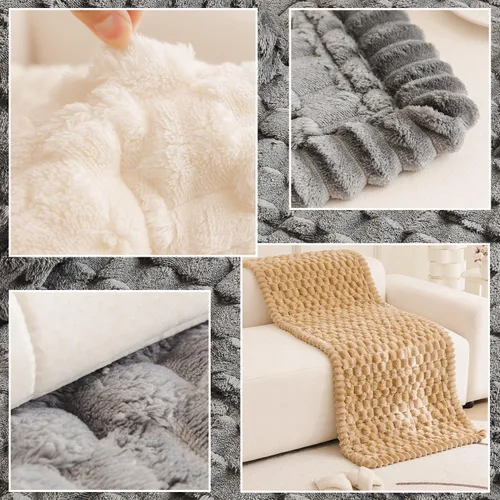 Vista 5 de Tiwwie Funda de sofá para perros, fundas de sofá para mascotas de textura esponjosa, fundas de sofá geométricas de jacquard coral, lavables