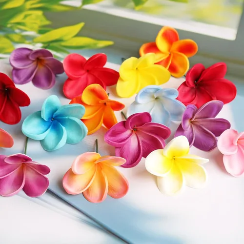 Vista 6 de 10 piezas de flores artificiales de tacto real natural, no de seda, con tallo para decoración de pasteles y ramos de boda (amarillo blanco)