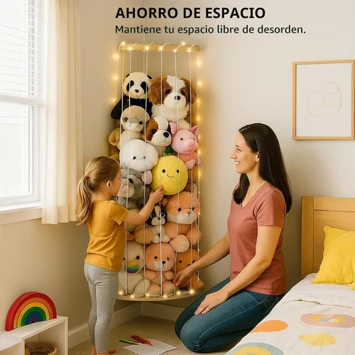 Vista 6 de PUTSKA - Almacenamiento esquinero para animales de peluche, montado en la pared, liso