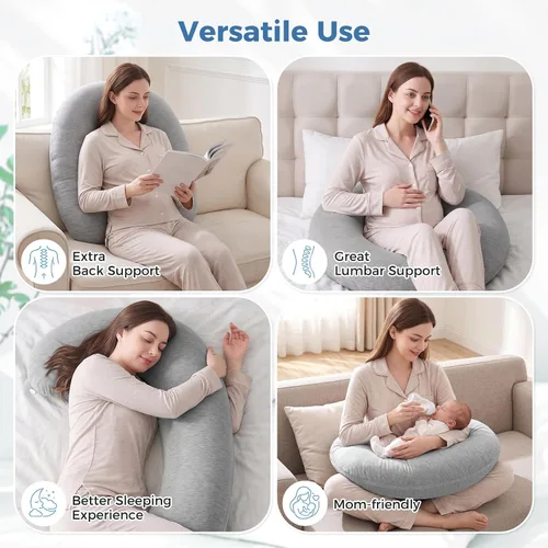 Vista 6 de SweetSlubr Almohada corporal, almohada de embarazo de espuma viscoelástica 35.4 x 9.8 pulgadas