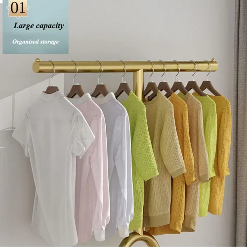 Vista 3 de Perchero de ropa resistente, ligero y minimalista de lujo para el piso al techo, perchero para colgar ropa para dormitorio, perchero independiente