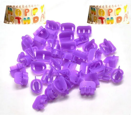 Vista 3 de Cortadores de letras de fondant, cortadores del alfabeto, juego de cortador de fondant de letras y números, 40 piezas, moldes de fondants