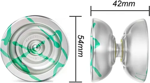 Vista 4 de Yoyo profesional Yoyo N11 verde plateado, Yoyo de aleación de metal para niños/jugador avanzado+guante Yo Yo + bolsa Yoyo+12 cuerdas Yoyo