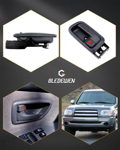 Vista 7 de Gledewen Manijas de Puerta Interior con Bisel (Par), Compatible con Toyota Tundra 2000-2006, Gris Oscuro, Conductor Delantero Izquierdo y Pasajero