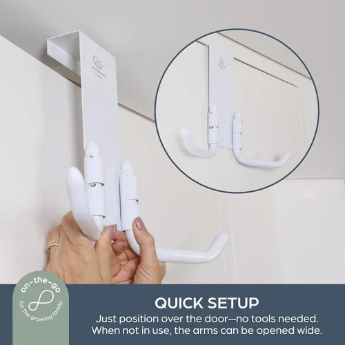 Vista 5 de Dreambaby Gancho de almacenamiento para cochecito: colgador para cochecito sobre la puerta Over the Door Storage - No drill - Adjustable Arms