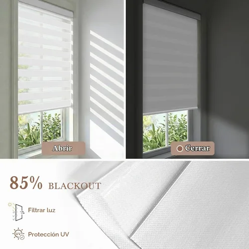 Vista 4 de Persianas motorizadas de cebra, persianas automáticas de oscurecimiento del 85% para ventanas interiores compatibles con HomeKit, Alexa, Google 85%