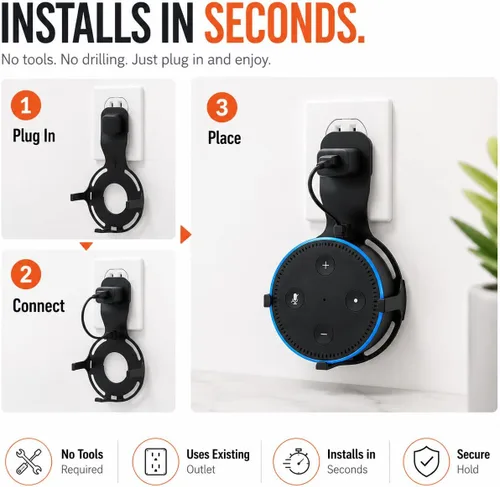 Vista 3 de Xtreme - Soporte de pared para el Echo Dot, soporte de toma de pared