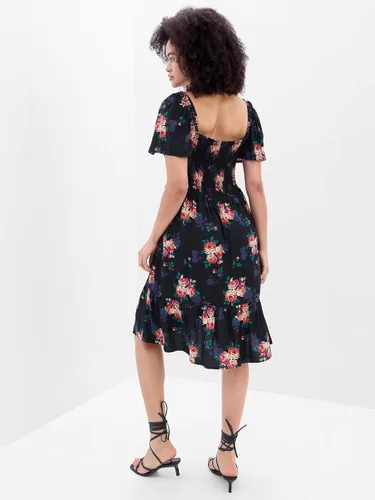 Vista 2 de GAP Vestido midi de manga corta con cuello cuadrado para mujer