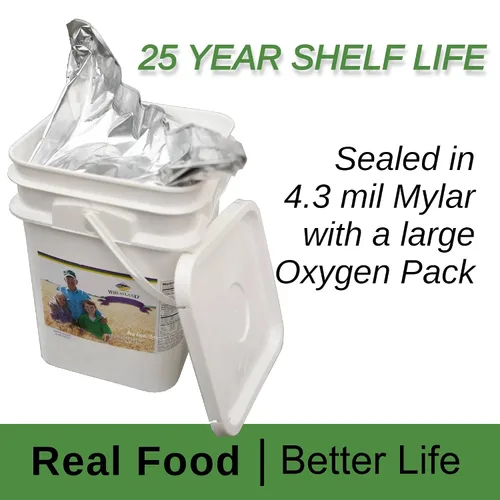 Vista 5 de WHEATLAND™ Bayas de trigo orgánico rojo duro • Cubo de 20 lb, sellado en Mylar • Almacenamiento de alimentos de emergencia • Cultivado por
