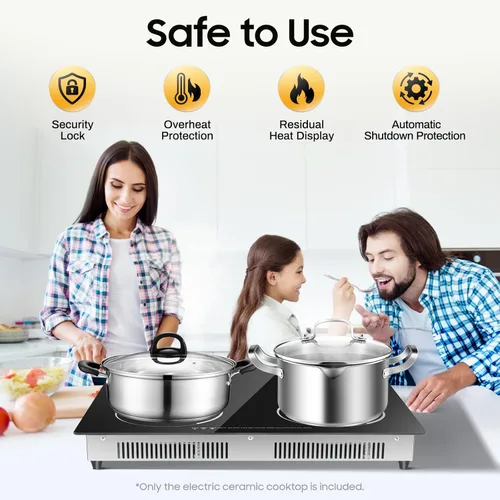 Vista 2 de Estufa eléctrica de 4 quemadores de 23 pulgadas, estufa eléctrica integrada y de encimera, con bloqueo de seguridad para niños, temporizador